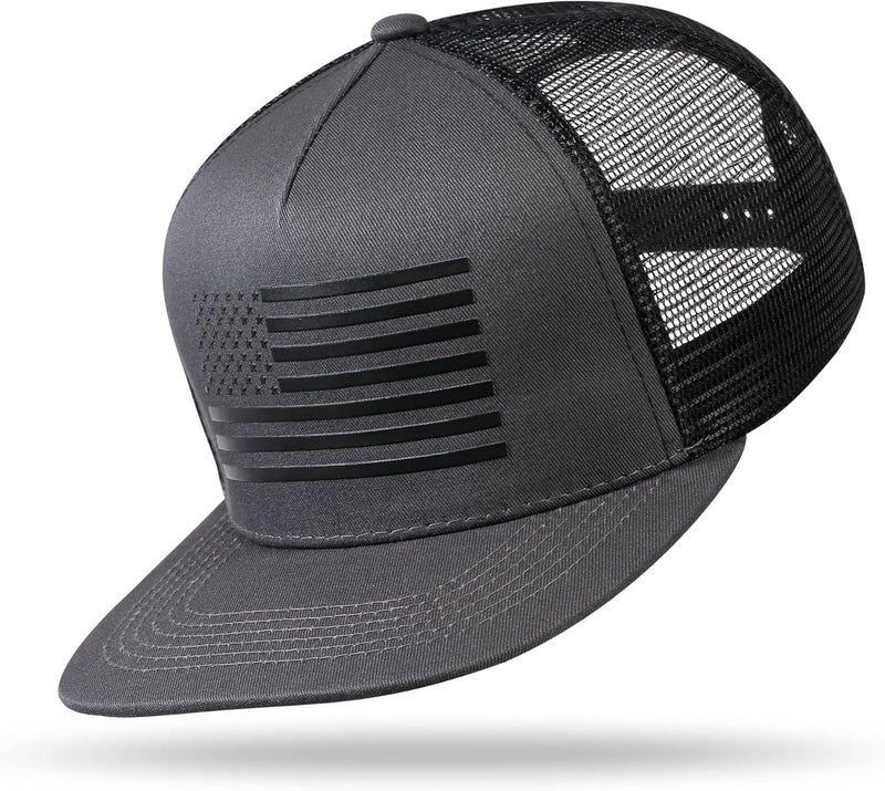 UALON Baseball Cap, Snapback Trucker Hat for Men & Women with American Flag and Adjustable, Breathable Mesh, Flat Bill Hats - Image 2